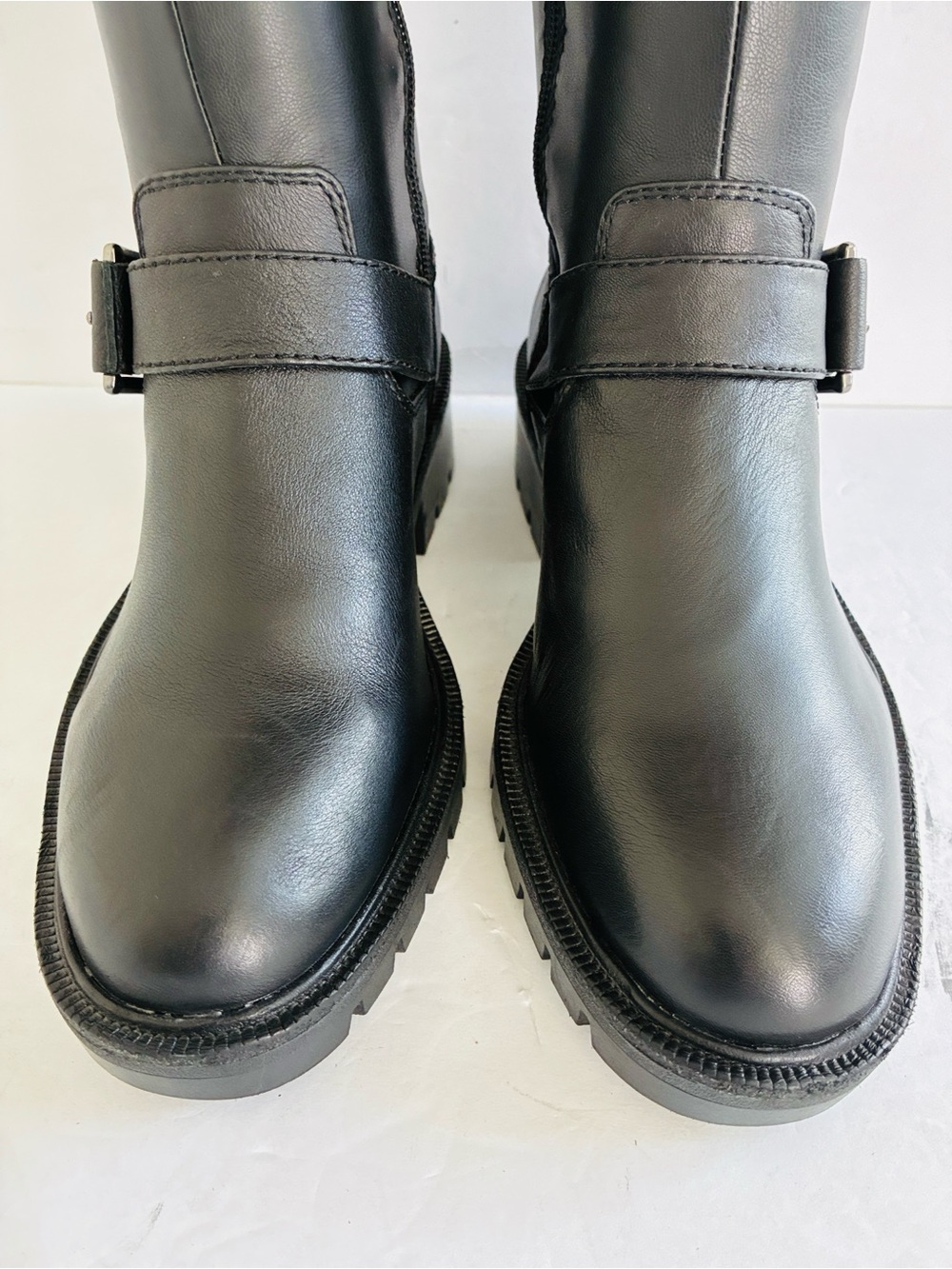 Vince Camuto Abrila Knee-High Black Leather Lug Sole Tall Boots Size 6.5 NEW - Picture 8 of 11